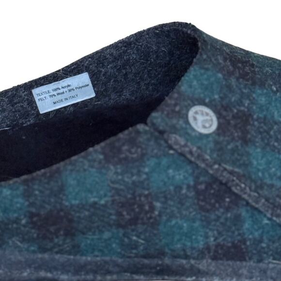 Birkenstock Zermatt Black Shearling Wool Felt Plaid Green - Picture 4 of 11